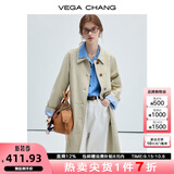 VEGA CHANG风衣女款2025新款春秋英伦风中长款宽松外套 卡其色 L