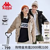 卡帕（Kappa）学院风羽绒服男款冬季保暖情侣连帽加厚面包服外套女款K0CZ2YY87D 灰卡其-602 L