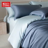 红豆夏季60sPro沁爽黑科技冰丝床上四件套家用宿舍床单被套三4件套件 60Pro蓝青【沁爽冰丝 丝滑裸睡】 四件套1.8m床适用-被套200*230cm