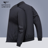 七匹狼外套男秋季夹克男商务休闲干部上衣棒球领茄克衫中青年男装服饰
