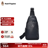 暇步士（Hush Puppies）男士胸包真皮斜挎包新款植鞣皮户外通勤上班出差运动单间背包 黑色真皮HA-1811381W-5723