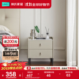 林氏家居原林氏木业现代轻奢小型床头柜岩板大理石纹床边小柜收纳柜LS380 两抽岩板|烟灰色|床头柜*1