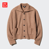 优衣库女装舒芙蕾针织开衫/长袖外套空调衫软糯上衣472093 34 驼色 S /155/80A