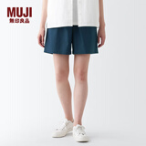 无印良品（MUJI）女式 水洗 平纹 短裤女夏 裤子 休闲短裤 多巴胺纯棉全棉BEC27A3S 深藏青色 S 155/62A