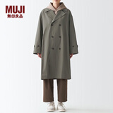 无印良品 MUJI 男女通用 不易沾水 宽版 双排扣大衣 无性别 男款女款 BDE15C1A 浅灰棕色 S-M