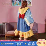 果壳（Gukoo）睡衣女迪士尼IP系列白雪公主冬珊瑚绒长款睡袍女睡衣加厚家居服D 深蓝女睡袍 S