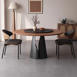 澜彬家居中古风实木餐桌椅组合家用带转盘双叶桌腿圆餐桌饭桌 白蜡木圆桌+8把查理餐椅 1.6米