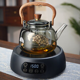 全度玻璃提梁壶家用小型电陶炉煮茶器烧水壶大容量保温玻璃茶壶 【升级新款加厚】+升级显屏黑色电陶炉