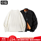 马登工装美式空中MA1飞行员夹克军事风短款外套复古棒球服男潮秋上衣 黑色MA1+米白长T XL