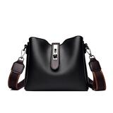 新款百搭复古单肩包大容量多层收纳包时尚气质CLp女士水桶包jd 黑色