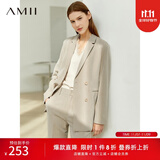 AMII女装2025职业西服套装女夏季新款休闲外套时尚西装两件套 卡其(西装) L (165)