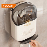 优勤（YOUQIN）筷子收纳盒厨房筷子筒置物架墙上壁挂式家用沥水勺子桶筷笼篓 奶油风筷子筒【带盖防尘】