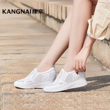 康奈休闲鞋女 春夏季款镂空网面内增高休闲鞋小白鞋女时尚韩版运动风平底舒适深口单鞋18204030 白色 35