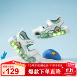 B.Duck小黄鸭童鞋儿童凉鞋男女童发光亮灯鞋宝宝夏季包头凉鞋5018白绿29