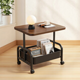 喻品茶几客厅沙发边桌边几小圆桌子卧室床头桌置物架落地推车J150黑色