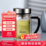 希诺双层玻璃杯男家用商务办公水杯带手柄泡茶杯子XN-9320 290mL
