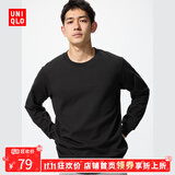 优衣库【狂欢价】男装女装柔软圆领T恤/休闲长袖上衣479783 09 黑色 XL /180/108B