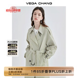 VEGA CHANG【精英衣橱】风衣女中长款2025秋季知识分子大衣小个子英伦风外套 豆沙绿 L