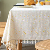 艾薇棉麻桌布布艺餐桌布茶几台布书桌长方形餐桌垫140*180黄色小雏菊