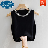 帕兰朵吊带背心女白色无袖打底衫春秋款内搭配西装钉珠小香风针织衫上衣 黑色 80-125斤 均码