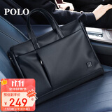 POLO公文包软皮男士商务手提包16英寸电脑包横款单肩文件包生日礼物
