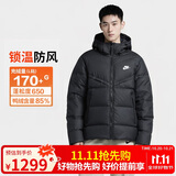 耐克NIKE羽绒服男短款连帽SF WR 650-D FLD外套FB8178-010黑M