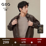 GXG男装美式皮衣男女同款2024秋季新款夹克 棕色 175/L