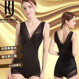 KJ塑身衣连体薄款提臀美体收腹带产后束身带束腰瑜伽裤束身衣内衣女 黑色【三角搭扣款】 L 【建议116-129斤】