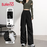 班尼路（Baleno）软壳登山裤女2026年冬季休闲户外运动防风防水潮流款工装直筒裤