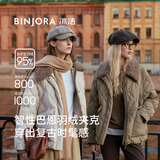 冰洁BINJORA 25冬短款巴恩风毛领绒服女95鸭绒J5400JI40【明星同款】