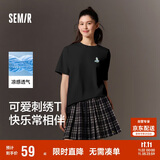 森马（Semir）迪士尼短袖t恤女中长款宽松圆领上衣25夏凉感打底衫109325100025