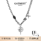 GATMEET美式潮流项链男女高级感小众潮牌设计感hiphop复古锁骨链TRIDENT 项链