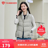 坦博尔羽绒服马甲女立领宽松外搭短款羽绒背心外套TD236006 江南灰 170