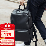 高尔夫（GOLF）双肩包男士软皮商务休闲背包大容量学生书包电脑出差旅行包 黑色