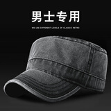 战术鸟(纯棉)平顶帽男美式牛仔鸭舌帽复古工装棒球帽鸭嘴休闲帽子