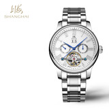 上海（SHANGHAI）手表男款 男士自动机械表 国民系列 露摆 镂空银SH6003N-1