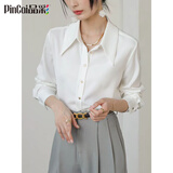 品彩（PinCai）长袖衬衫女职场穿搭简约通勤衬衫洋气正装面试衬衫 P139C2337