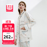 嫚熙（EMXEE）孕妇睡衣产后哺乳春秋季款月子服棉质家居服套装 环球旅行-纯棉两件套(带哺乳口)  L【适合115-135斤】