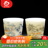 MULTIPOTENT主人杯中国白瓷羊脂玉瓷功夫茶杯对杯高口杯2个装礼物礼盒装
