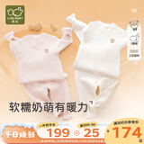 拉比童装婴儿内衣套装秋冬男女宝宝夹丝保暖秋衣秋裤2套 夹丝圆领服2套装-粉红 110