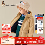 暇步士（Hush Puppies）童装儿童厚风衣冬季新款男女大童纯色摇粒绒外套时尚厚风衣 暖卡其 160 cm