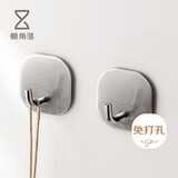 懒角落不锈钢挂钩免打孔浴室门后衣服粘钩强力无痕毛巾厨房卫生间帖 3个