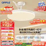 欧普（OPPLE）风扇灯吊扇灯遥控LED照明Ra95餐厅卧室吊灯变频低噪包安装 冰风白