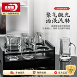 青苹果白酒杯二两杯刻度分酒器玻璃酒壶6只 家用饭店用