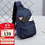 高尔夫GOLF胸包男士大容量撞色斜挎包男时尚防泼水休闲运动背包多功能手机包韩版潮流男包5I507350J深黛蓝