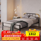 天坛家具铁艺床经典单双人钢木铁床现代环保简约小户型黑白色铁艺婚床 铁艺床（黑色）（不含床垫） 1.0*1.9m