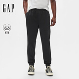 GAP男装2025秋季新款抓绒松紧腰针织束脚裤运动裤长裤美版500382 灰黑色 XL 美码   2XL亚洲码185/110A 【偏大，拍小一码】