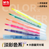 晨光（M&G）文具本味淡彩舒眼荧光笔经典单头记号笔 醒目重点标记笔水性手绘手账笔彩色记号笔6支装AHMV7607