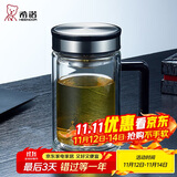 希诺（HEENOOR）双层玻璃杯带把手高档泡茶杯子男家用办公透明水杯XN-9005 420mL