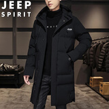 JEEP SPIRIT吉普棉衣男秋冬中长款面包服保暖夹克宽松袄子外套 黑色 4XL